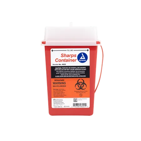 Sharps Container 1 Qt Slide Lid Red, Ea